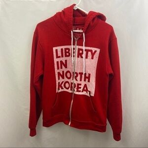 Liberty In North Korea Red Medium Full Zip Hoodie